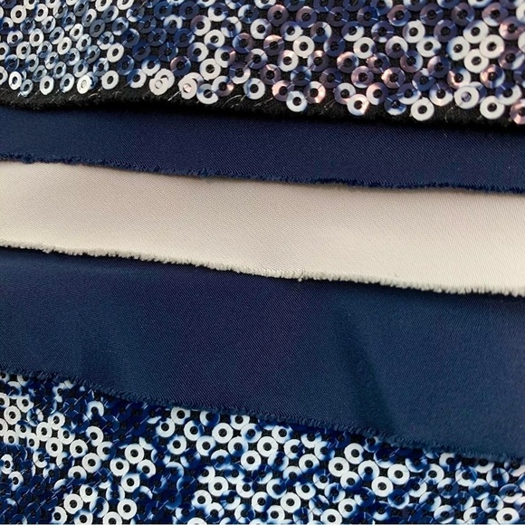 BCBG MaxAzria Milo Sequined Peplum Strapless Dress Navy White Size 2 - Picture 6 of 8